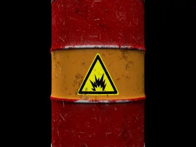 Damage Orange Barrel Low-poly 3D model
