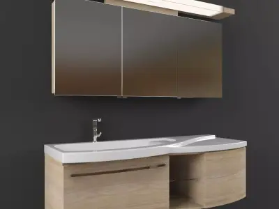 Sinea modern bathroom vanity with wooden cabinets 3D model