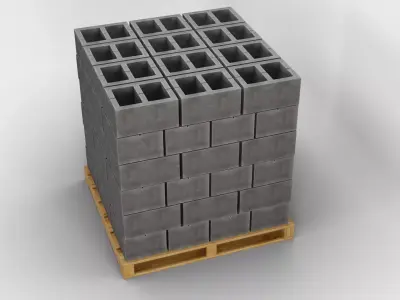 Wooden Pallet with Bricks 2 3D model