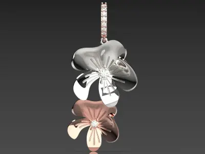 Floral Double Pendant in Rose Gold jp0274 3D print model