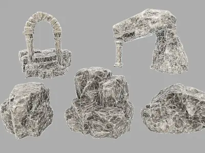 Rock Set Low-poly 3D model 15