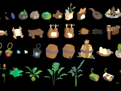 3D Casual Props Village Low-poly 3D model