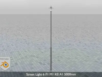 Street Light 6 F1 M1 K0 A1 5000mm Low-poly 3D model
