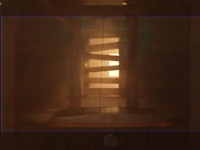 Concept Art Dystopic Corridor Scene Low Poly Low-poly 3D model