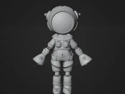 Cartoon Cute Female Cyborg Robot Character  3D model