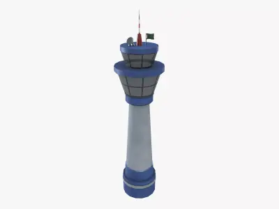 Airport Tower Low-poly 3D model