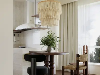 Insta Style Living Room With Kitchen 3D model