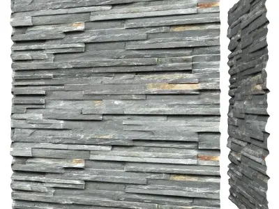 Medieval Grey Stone Fence Wall Low-poly 3D model