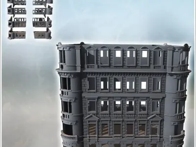 Building with rounded corners and brick walls intact version 39  3D print model