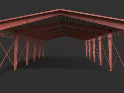 Warehouse  Hangar Garage  low poly game ready Low-poly 3D model