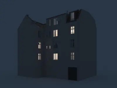 Residential City Building - Corner - 11 - Storefront and Stucco 3D model