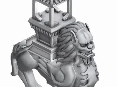 One hundred thousand mountains - stone - lion 3D model