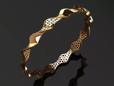 1296 Golden Tides Bangle 60MM-8gm 3D print model
