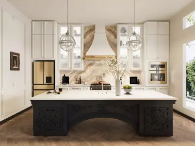 Luxury Modern Living Kitchen Premium 3D Interior Scenes 3D model