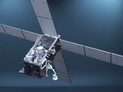  Modern Space Satellite with Solar Panels 