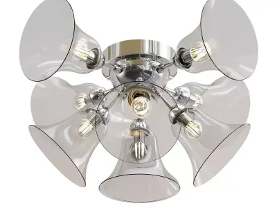 oneida chrome and glass ceiling light fixture 3D model