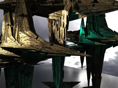 Sunlight Crystal Shard Sci Fi City Kitbash 1 Low-poly 3D model