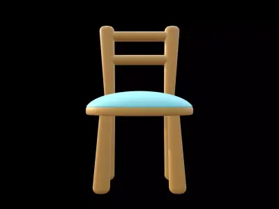 Cartoon Stylized Soft-Edge Chair Cute Minimalist 3D Model 3D model