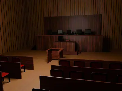 Courtroom empty Low-poly 3D model