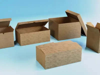 Cardboard group of boxes Low-poly 3D model