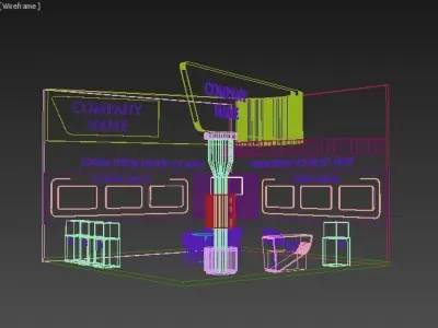 Booth Exhibition Stand Stall 7x7m Height 500 cm 2 Side Open 3D model
