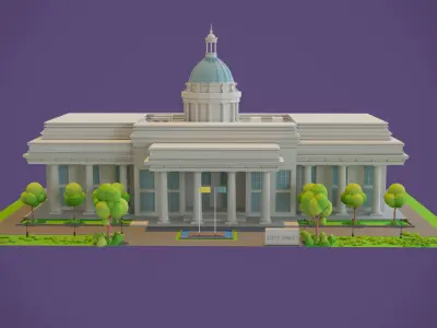 Town Hall Low-poly 3D model