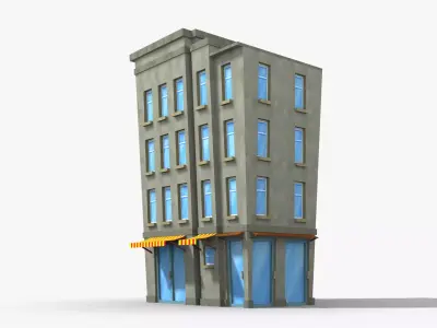 Cartoon Building x23 Low-poly 3D model