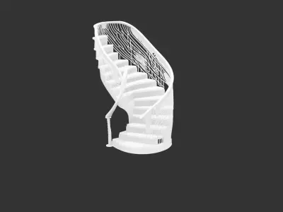 Decorative Spiral Staircase Section for 3D print Low-poly 3D model