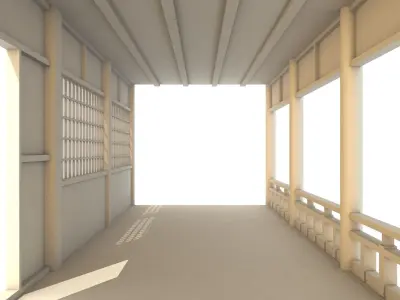 Japanese Corridor - Hallway Low-poly 3D model