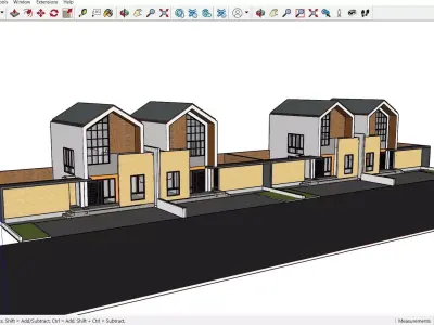 Modern 2 Storey House with Pool 12x12m SketchUp Only 3D model