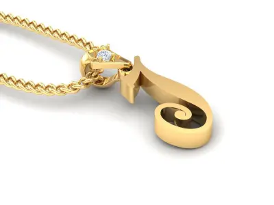 Alphabet V3 Light Gold  Font Pendant J 3D print model