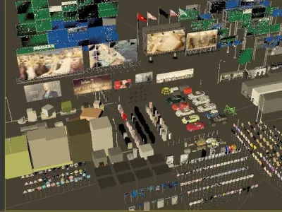 City building model billboards and road signs The street signs 3D model