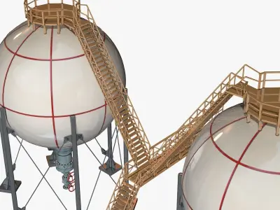 Industrial Storage Spherical Tanks 3D model