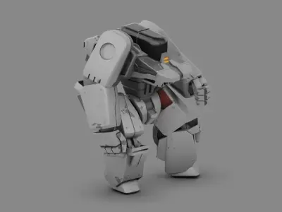 combat robot rigged character 3D model