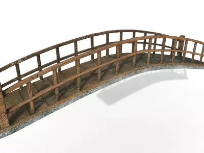 The simple bridge wood Low-poly 3D model