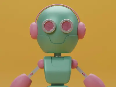 Robot cartoon character  Low-poly 3D model