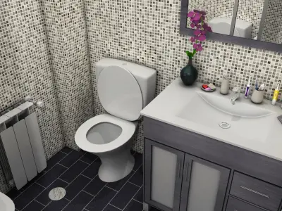 Bathroom with tiled walls 3D model