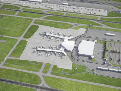Indianapolis - International Airport - IND Low-poly 3D model