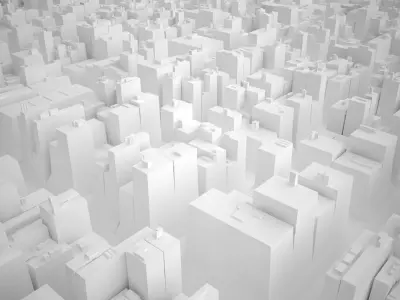 Cityscape Futuristic Exterior and Buildings Low-poly 3D model
