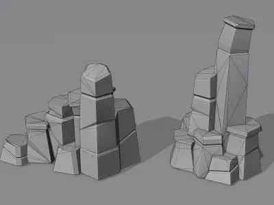 11 Lowpoly Stylized Rock Formations Set Low-poly 3D model