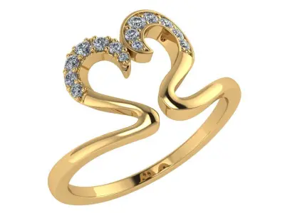 DIAMONDS RING -WITH HEART DOC-R8120 3D print model