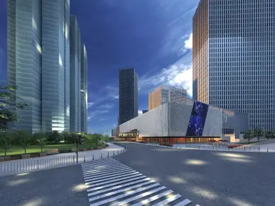 Shopping Mall and City Center Block 3D model