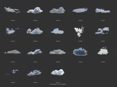 Cloud Set in sky Low-poly 3D model