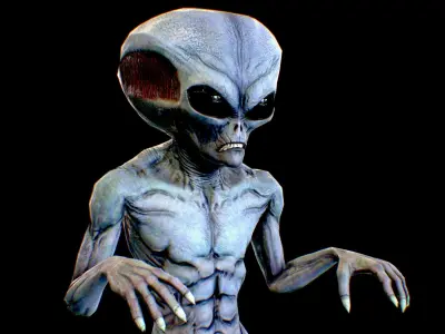 Realistic Alien 7 Evil Grey Low-poly 3D model