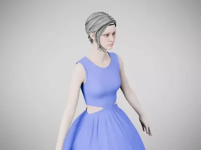 Dress 32 Very Light Blue Low-poly 3D model
