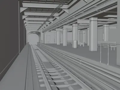 NYC Style Subway Platform Low-poly 3D model