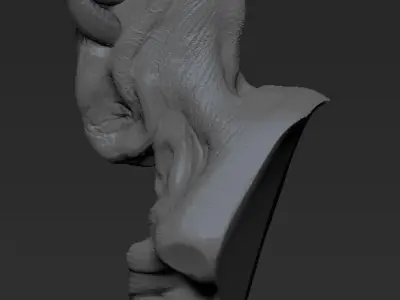 Alien bust of creature with horns 3D model