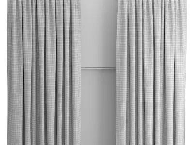 Beige Linen Curtains 3D model