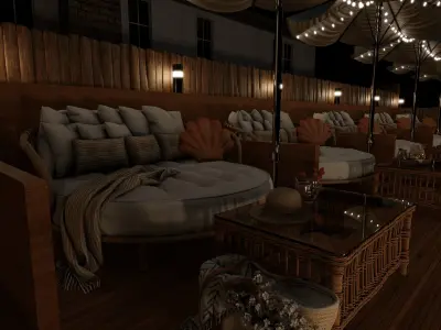 A Summer Place To Relax Blender Scene - NIGHT 3D model