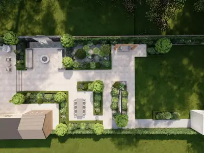 Garden Landscape 3D Model - SketchUp and Lumion Scene-Plan 3D model